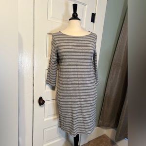 Garnet Hill Mini Dress, Medium Gray w Dark Grey stripes, Medium